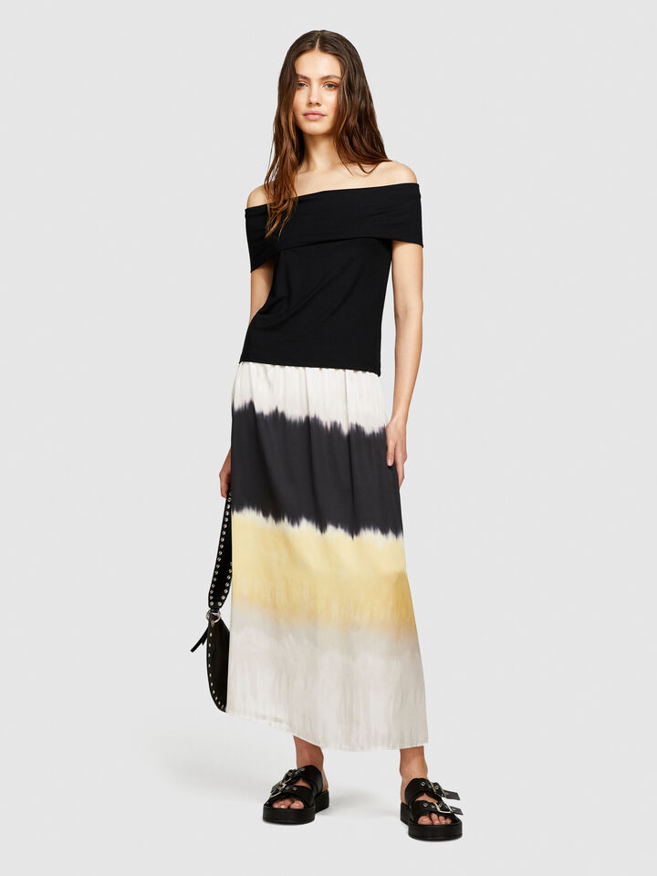 Bare shoulder t-shirt - women's short sleeve t-shirts - Black | Sisley image number 1